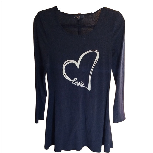 XOXO Black and White Tunic Dress 3/4 Sleeves - Picture 1 of 3